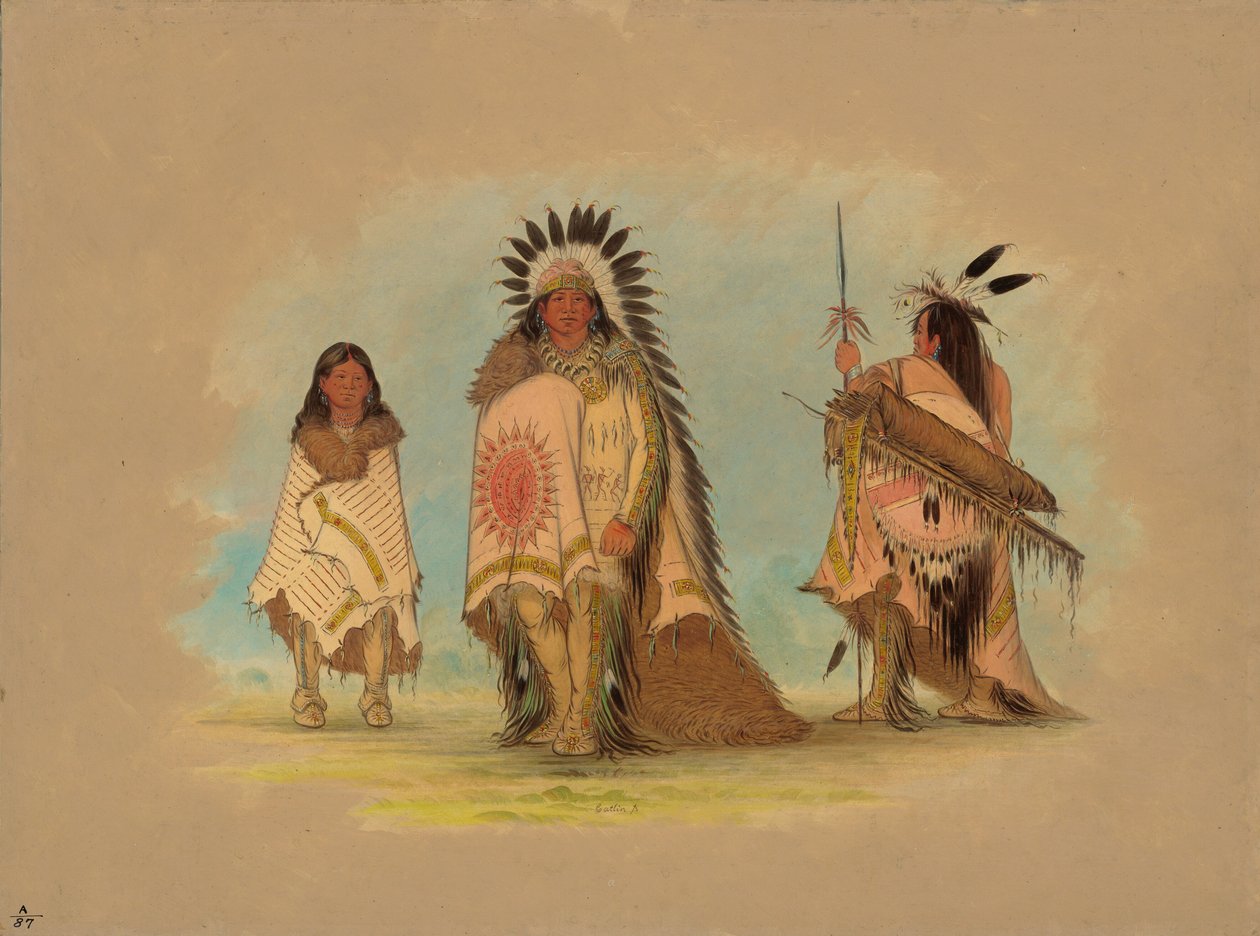 Bir Siyu Şefi, Kızı ve Bir Savaşçı, 18611869. by George Catlin