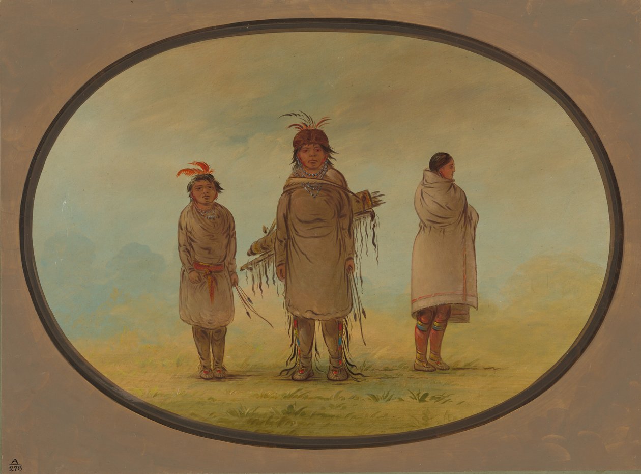 Bir Taş Savaşçı, Karısı ve Bir Çocuk, 18551869. by George Catlin
