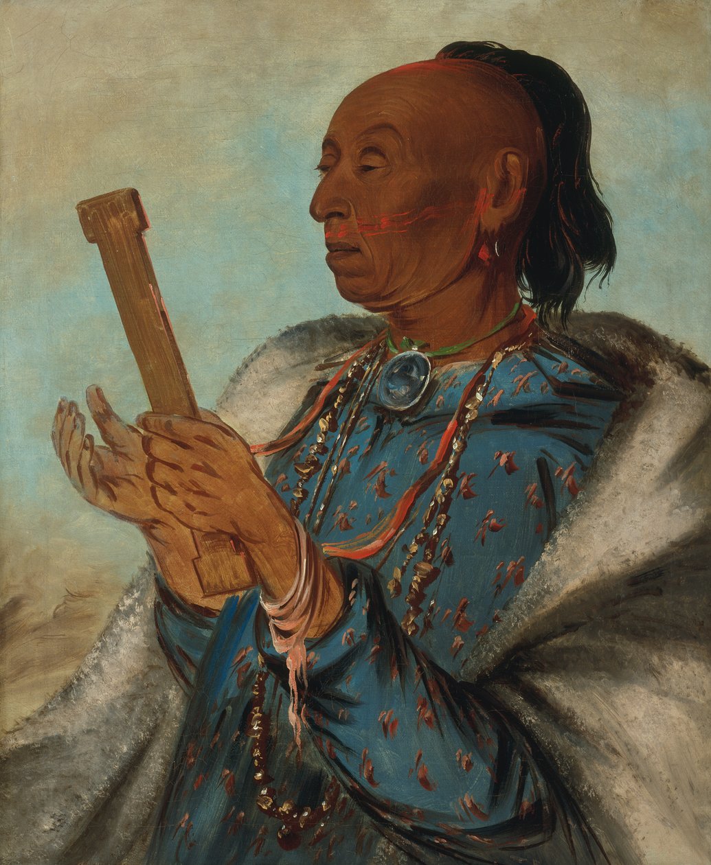 Ah-tón-we-tuck, Horoz Türkiye, Duasını Tekrar Etmek, 1830. by George Catlin