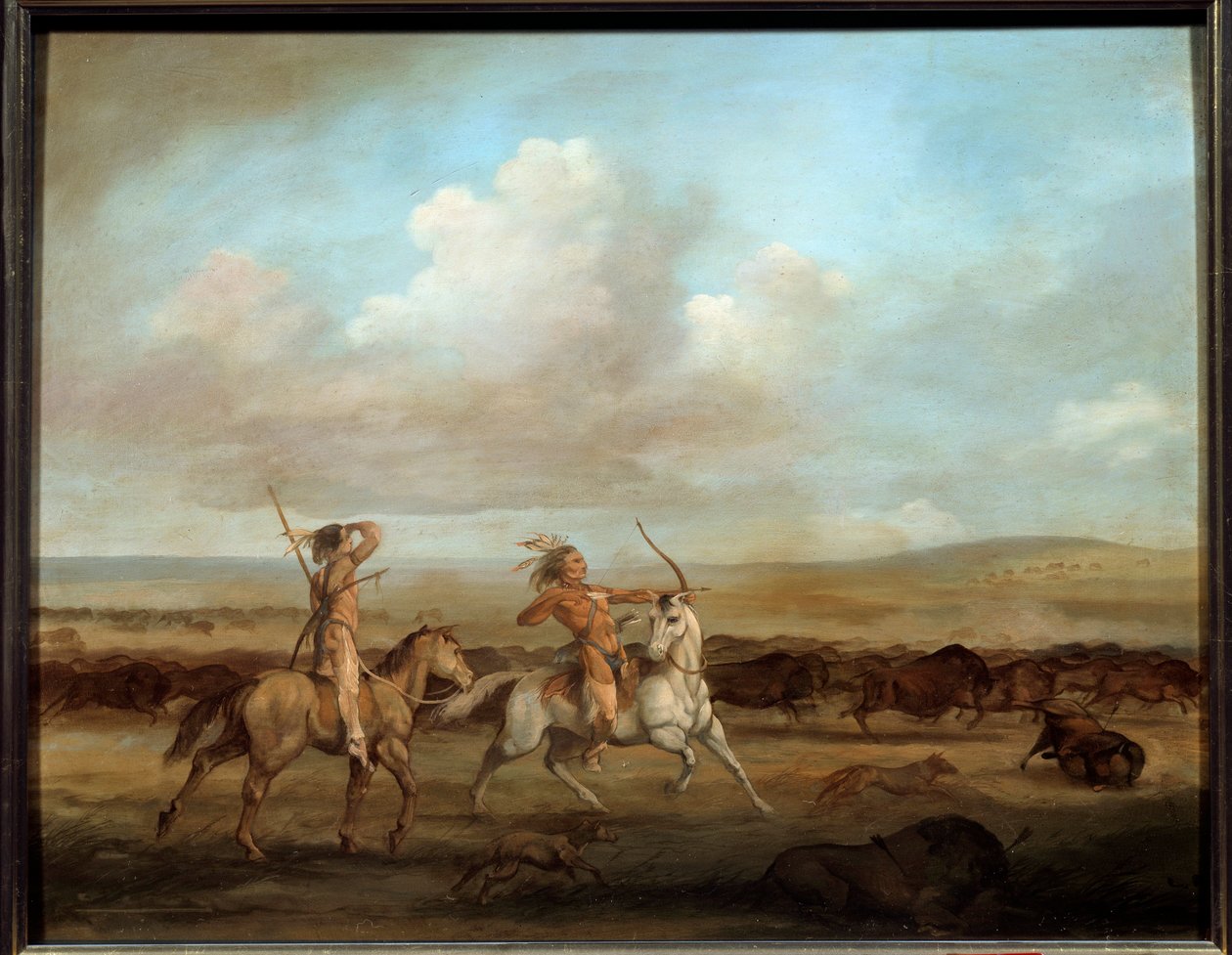 At Sırtında Bizon Avlayan Kızılderililer George Catlin
