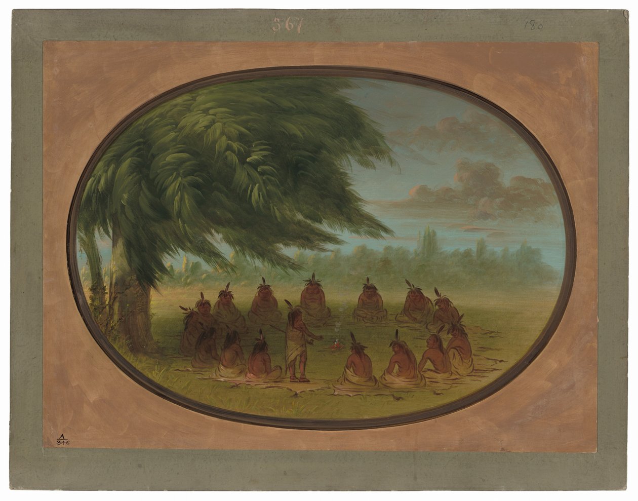 Bir Hint Konseyi - Sioux by George Catlin