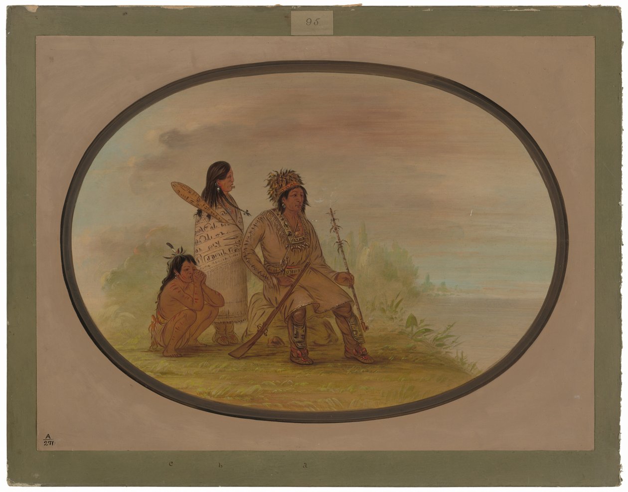 Yaşlı Bir Nayas Kızılderilisi, Torunu ve Bir Çocuk by George Catlin
