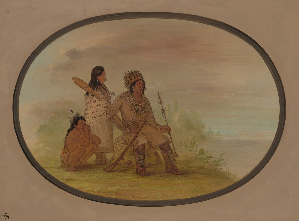 Yaşlı Bir Nayas Kızılderilisi, Torunu ve Bir Çocuk, 18551869. by George Catlin