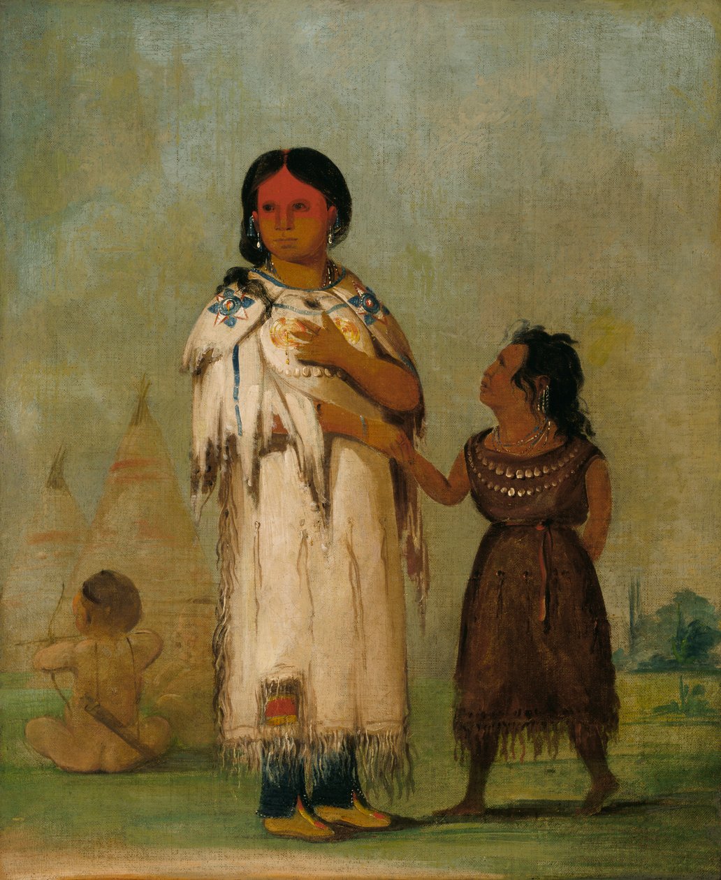 Assiniboin Kadın ve Çocuk, 1832. by George Catlin