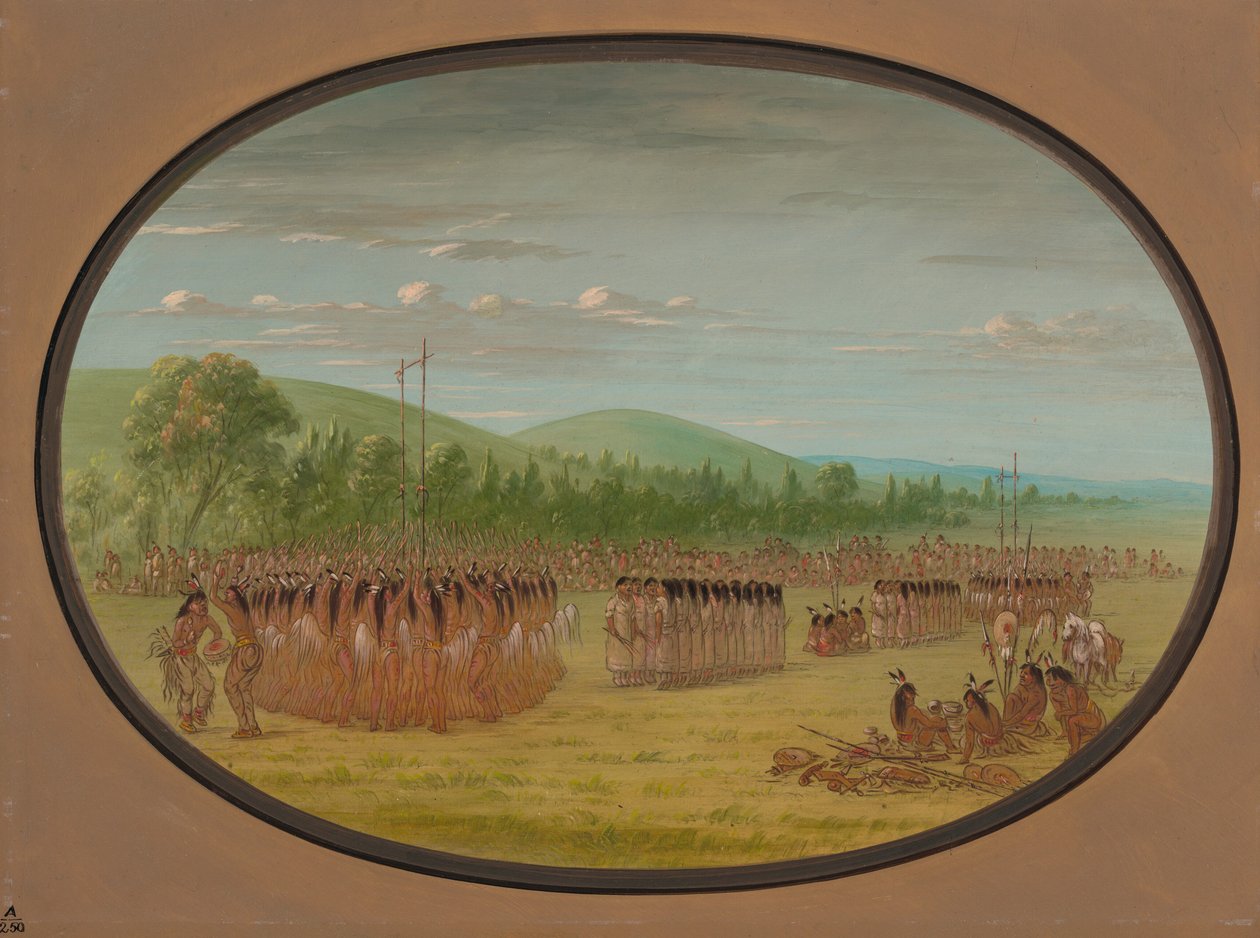 Top Oynama Dansı - Choctaw, 18611869. by George Catlin