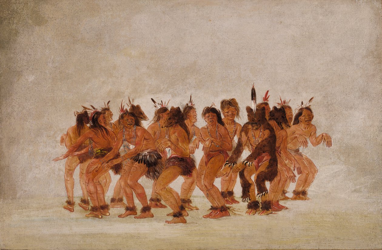 Ayı Dansı, Ayı Avına Hazırlanmak, 1835-1837. by George Catlin
