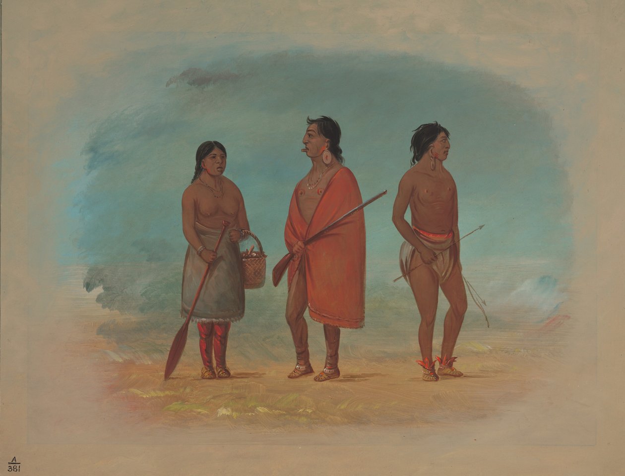 Botocudo Şefi, Karısı ve Genç Bir Adam, 18541869. by George Catlin