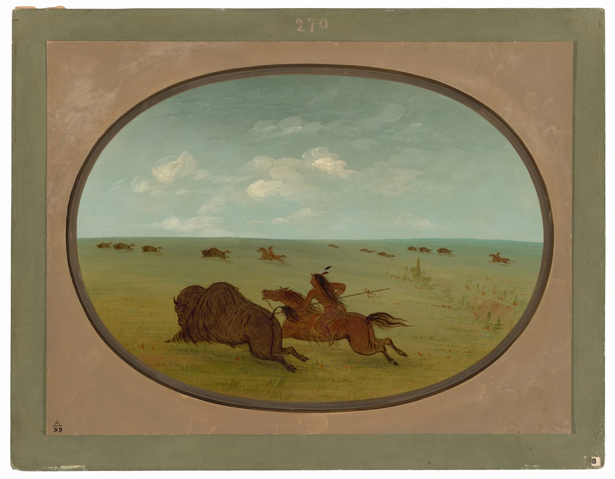 Buffalo Chase, Sioux Kızılderilileri, Yukarı Missouri by George Catlin