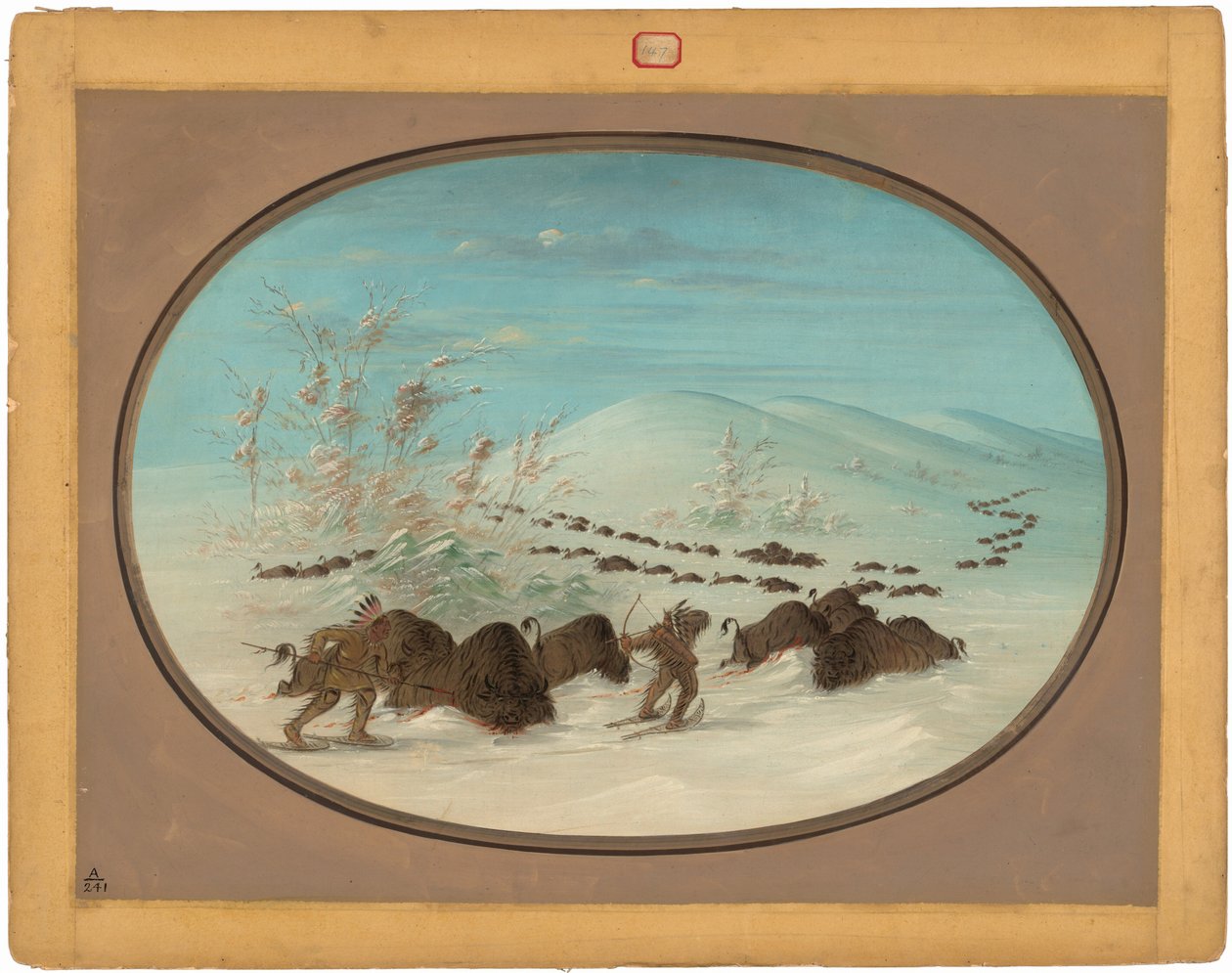 Kar Driftlerinde Buffalo Chase - Ojibbeway by George Catlin