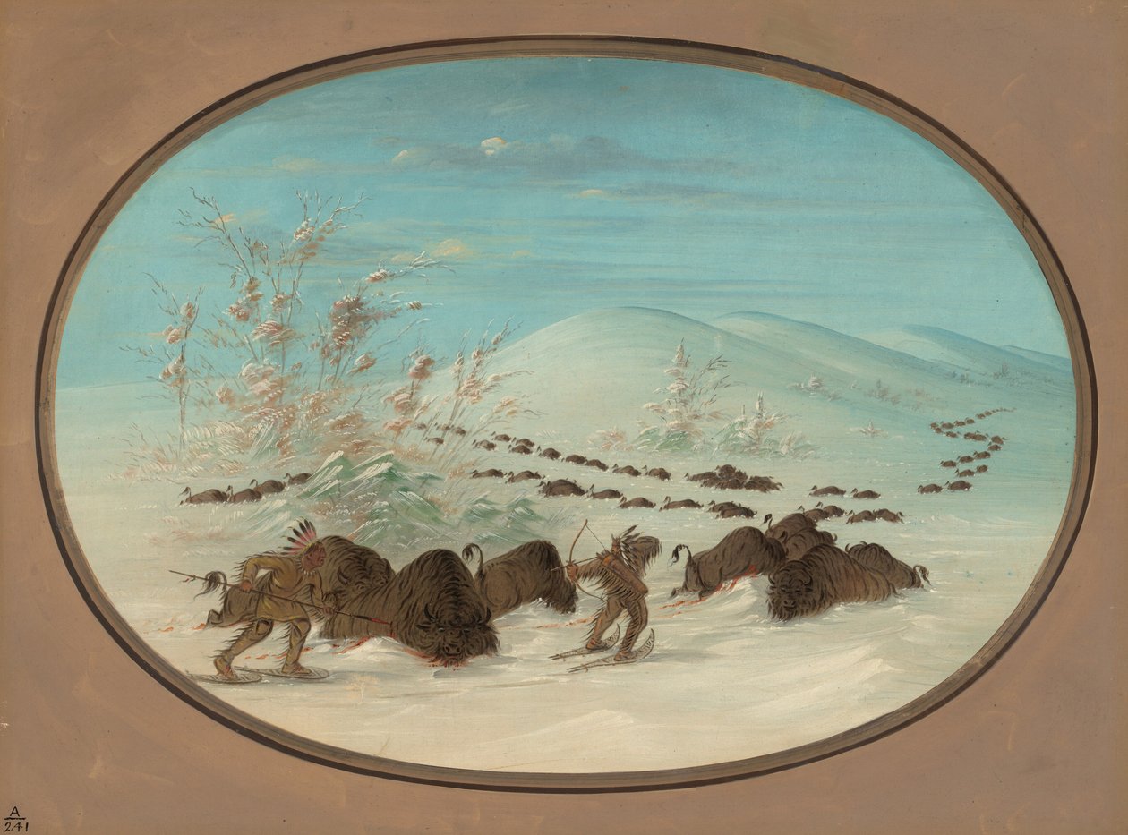 Kar Driftlerinde Buffalo Chase - Ojibbeway, 18611869. by George Catlin