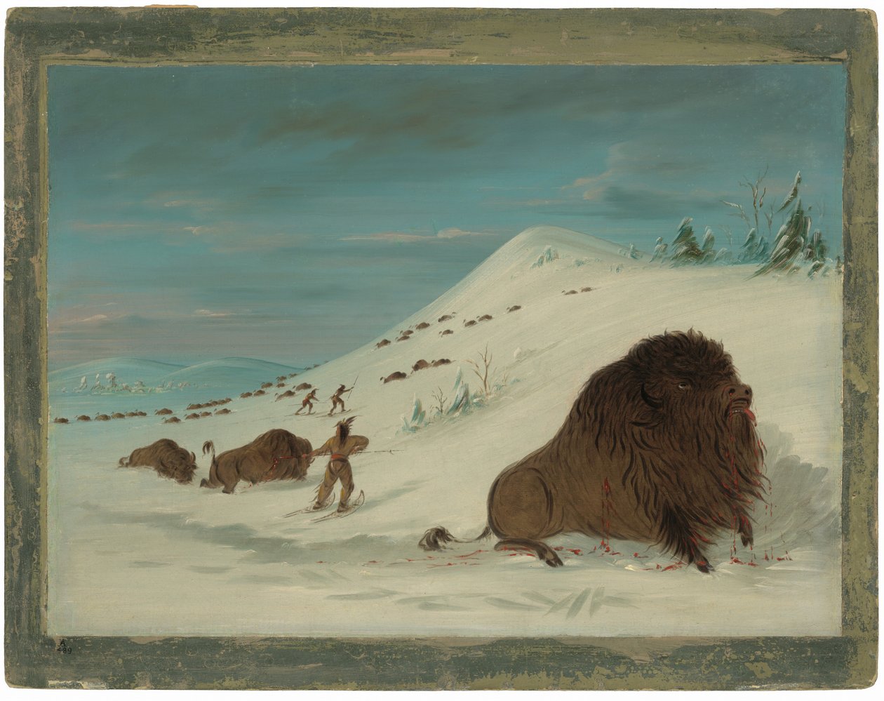 Kar Driftlerinde Bufalo Mızrak - Sioux by George Catlin