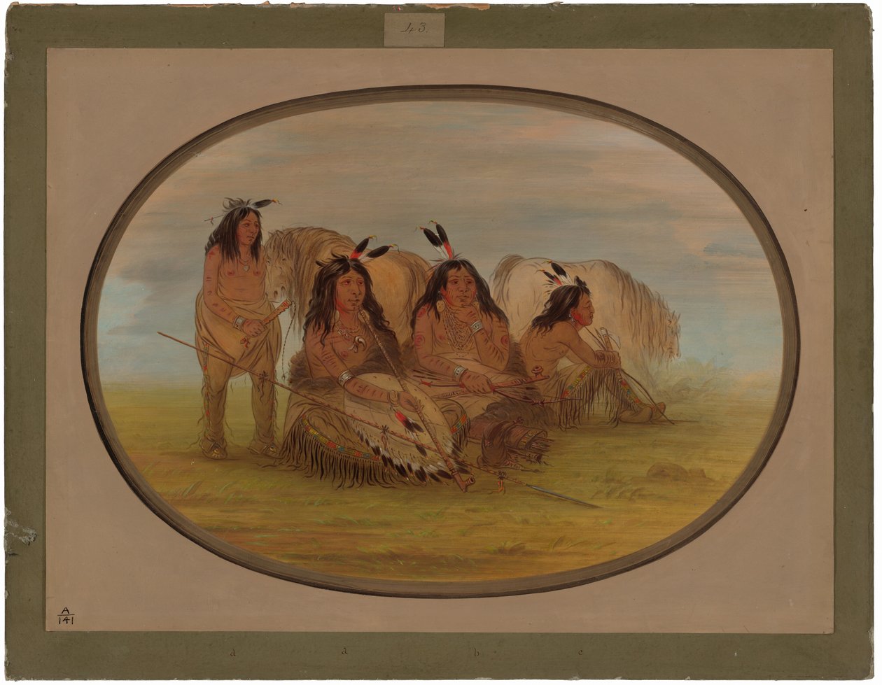 Üç Savaşçı ile Komançi Şefi by George Catlin
