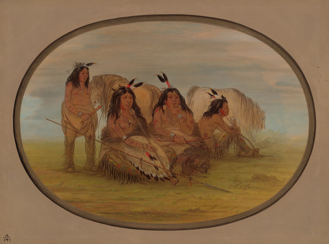 Komançi Şefi, Üç Savaşçı, 18611869. by George Catlin