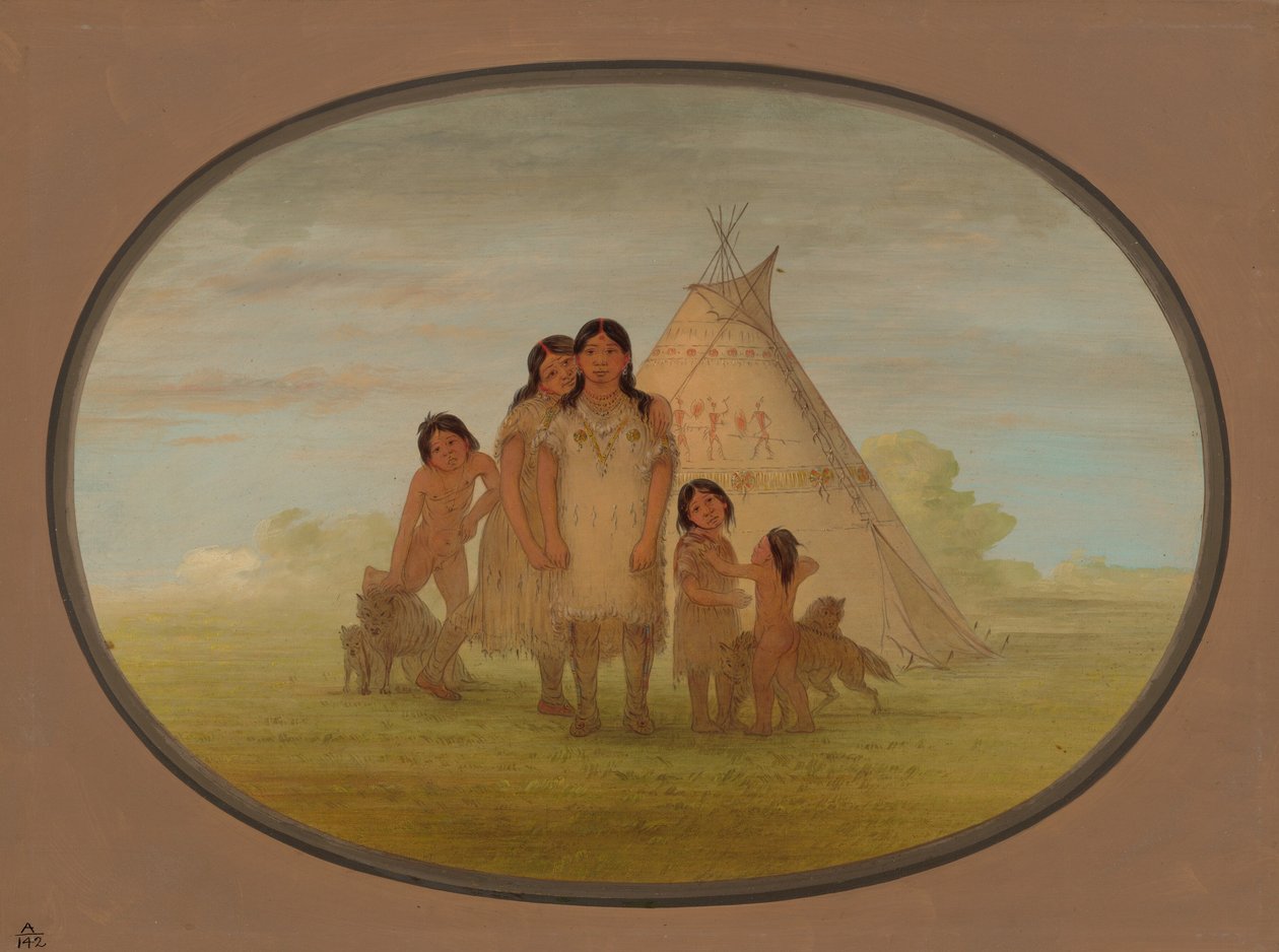 Comanche Chiefs Çocuklar ve Wigwam, 18611869. by George Catlin