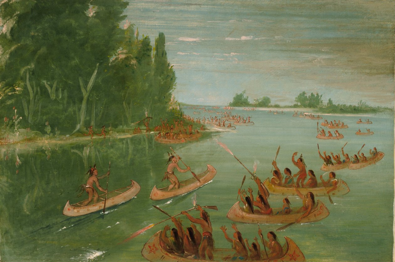 Sault Ste. Marie Yakınlarında Kano Yarışı by George Catlin