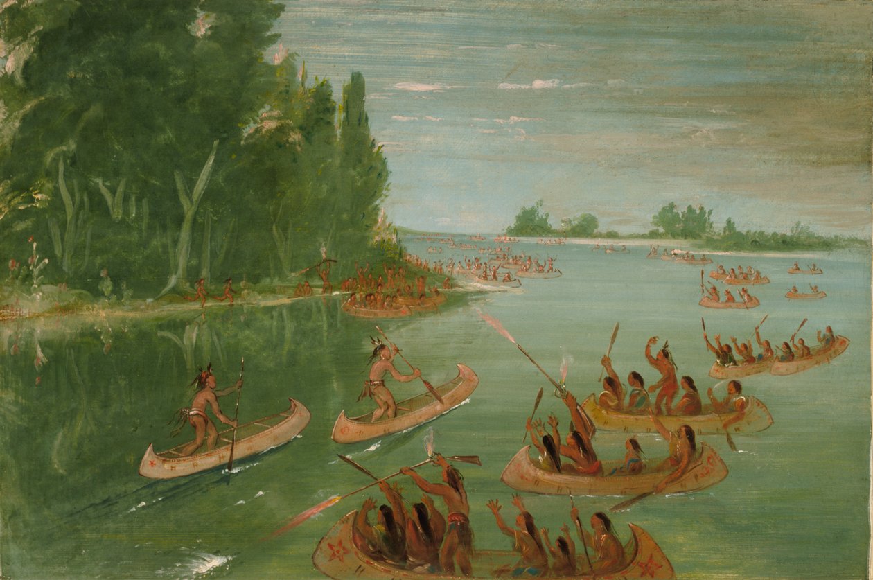 Sault Ste Yakınında Kano Yarışı Marie, 1836-1837. by George Catlin