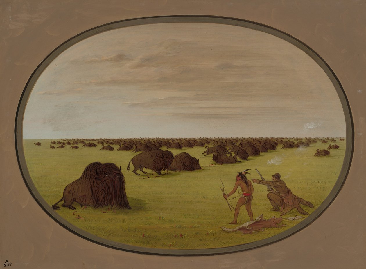 Catlin ve Kızılderili Saldıran Buffalo, 18611869. by George Catlin