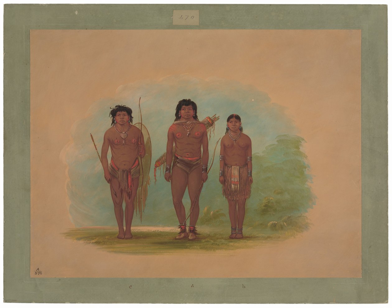 Chaco Şefi, Karısı ve Bir Savaşçı by George Catlin