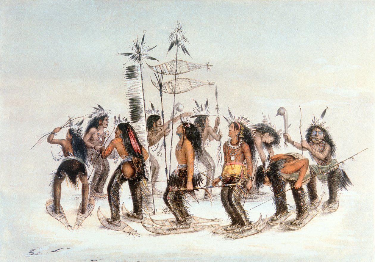 Chippewa Snowshoe Dance, c.1835 (kağıt üzerine suluboya) by George Catlin