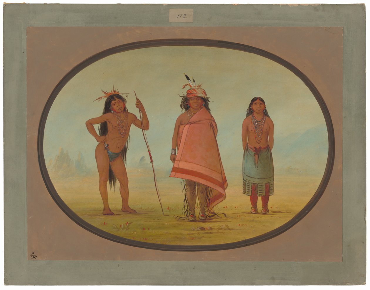 Cochimtee Şefi, Karısı ve Bir Savaşçı by George Catlin