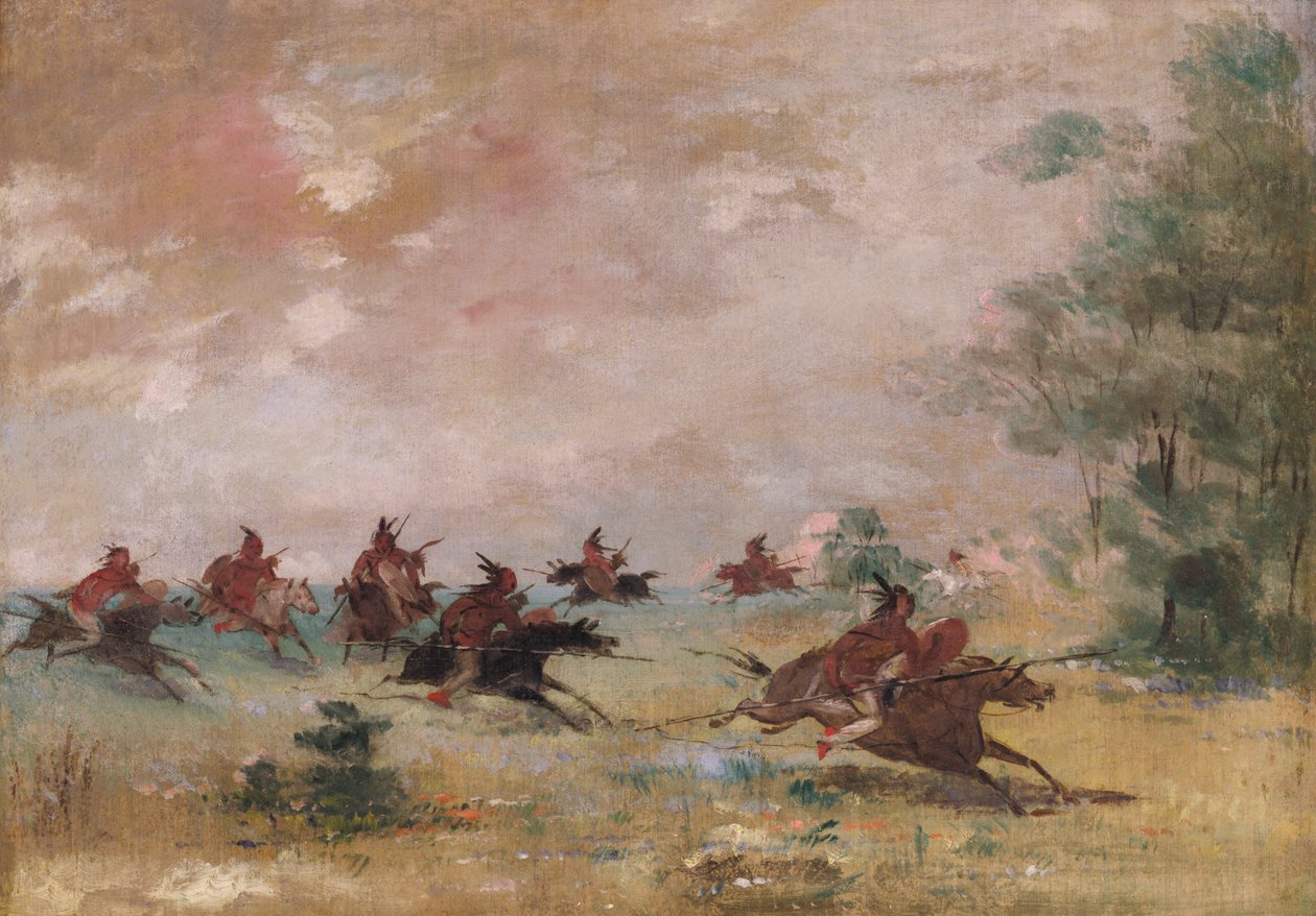 Komançi Savaş Partisi, Vahşi Atlara Binmiş, 1834-1837. by George Catlin