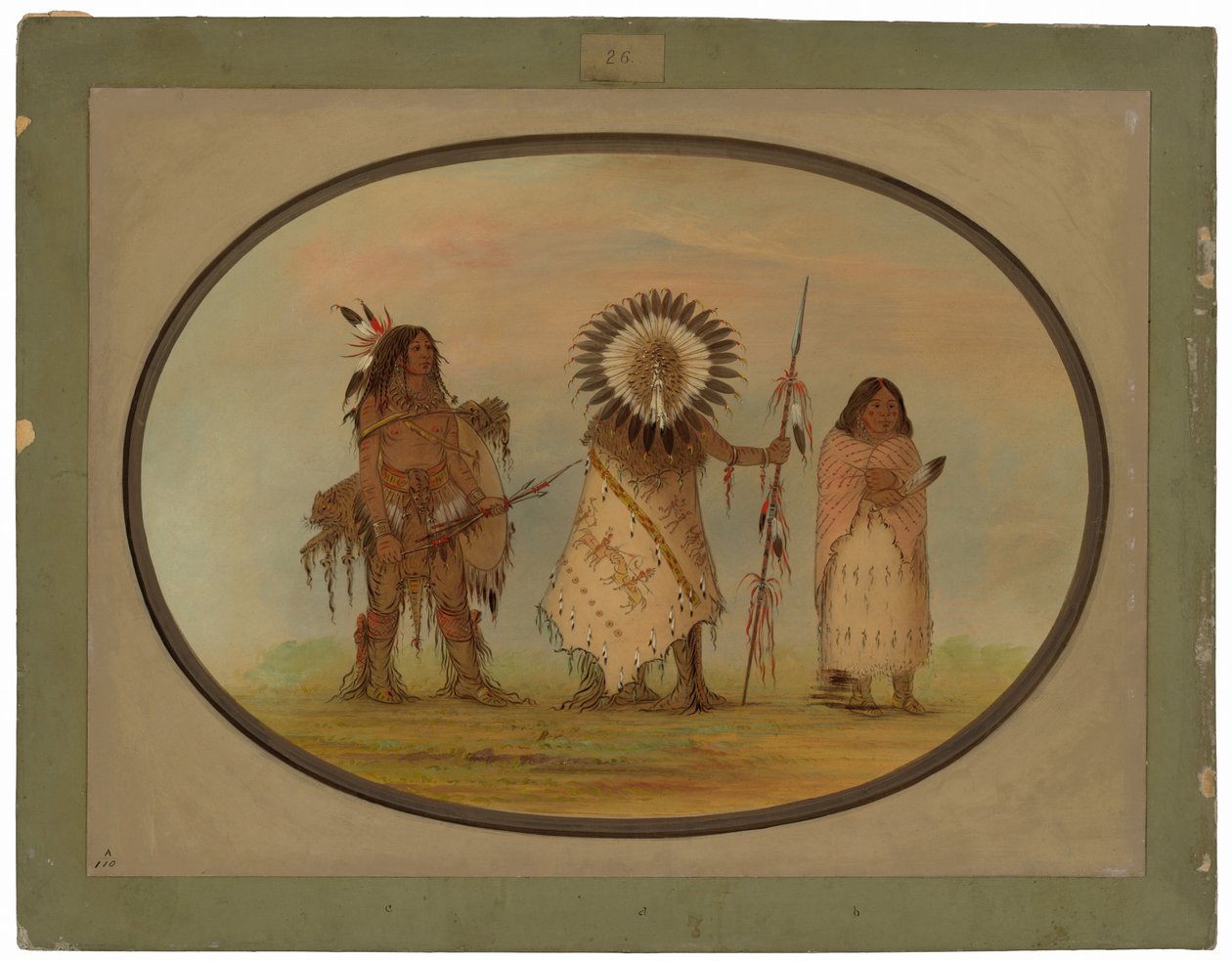 Karga Şefi, Karısı ve Bir Savaşçı by George Catlin