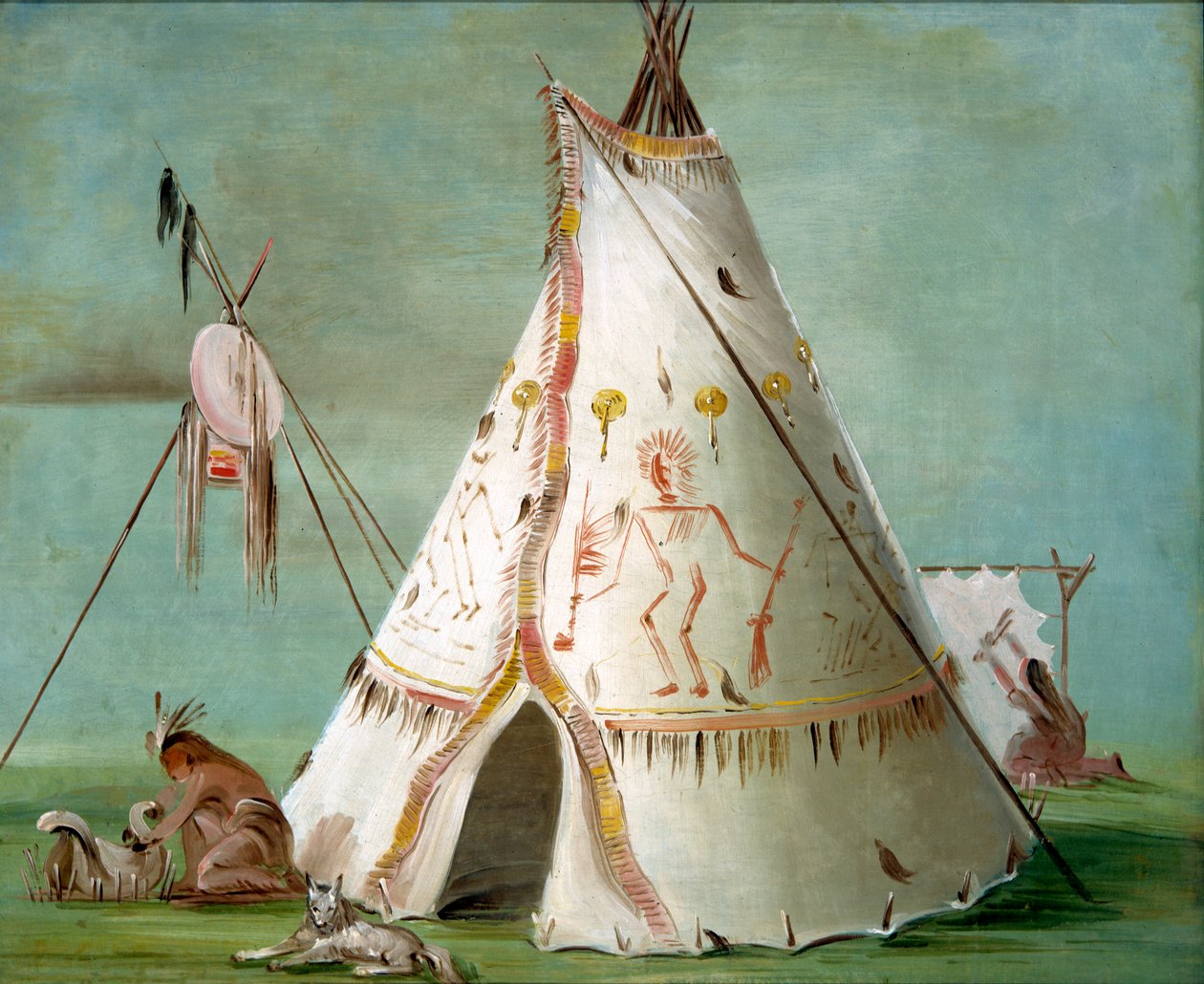 Yirmi Beş Buffalo Derisinden Karga Köşkü, 1832-1833. by George Catlin