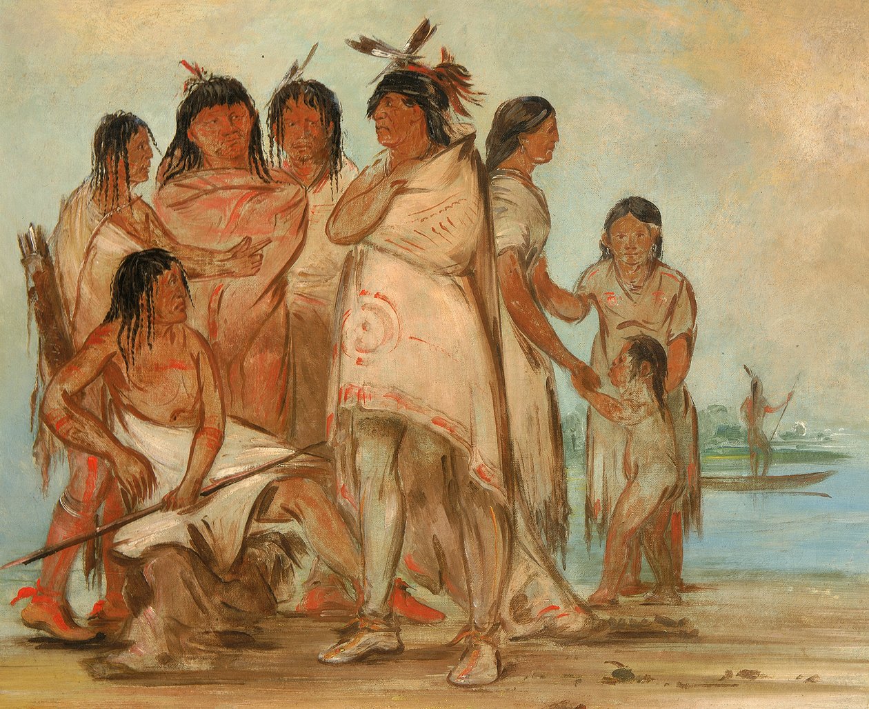 Du-cór-re-a, Kabile Şefi ve Ailesi, 1830 by George Catlin