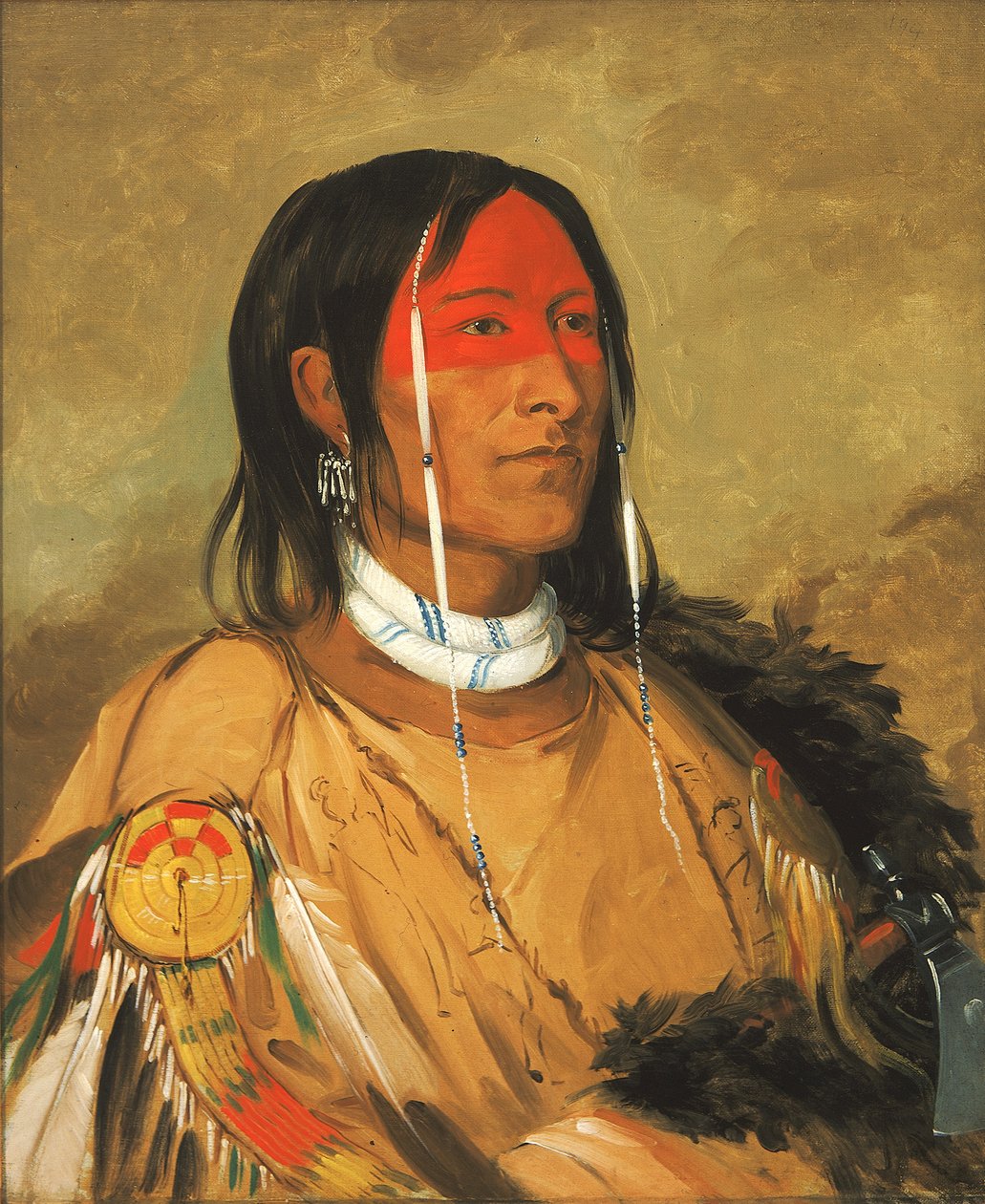 Eeh-tow-wées-ka-zeet, Arkasında Gözleri Olan Kişi, Kırık Kol olarak da bilinir, Bir En Cesur, 1832. by George Catlin