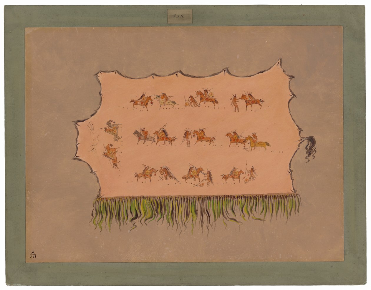Şef Dörtlü Erkek Cüppesinin Faksimilesi - Mandan by George Catlin