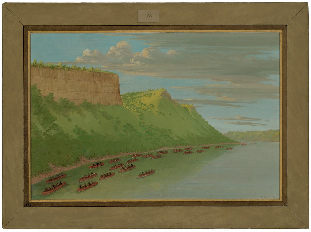 Peder Hennepin ve Aşık Sıçrayışından Geçen Arkadaşları. Nisan 1680 by George Catlin