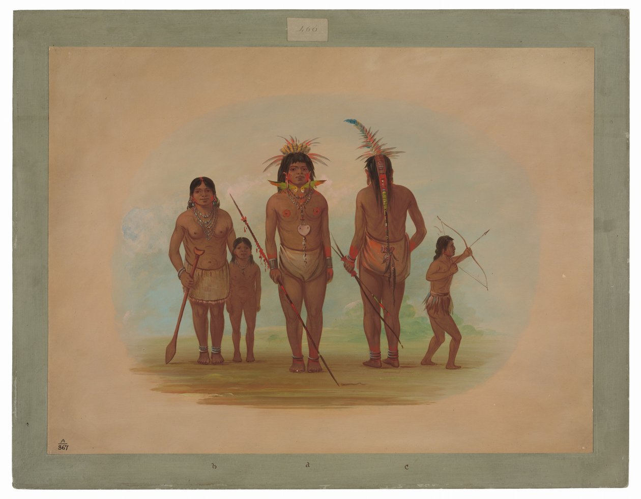 Beş Iquito Kızılderili by George Catlin