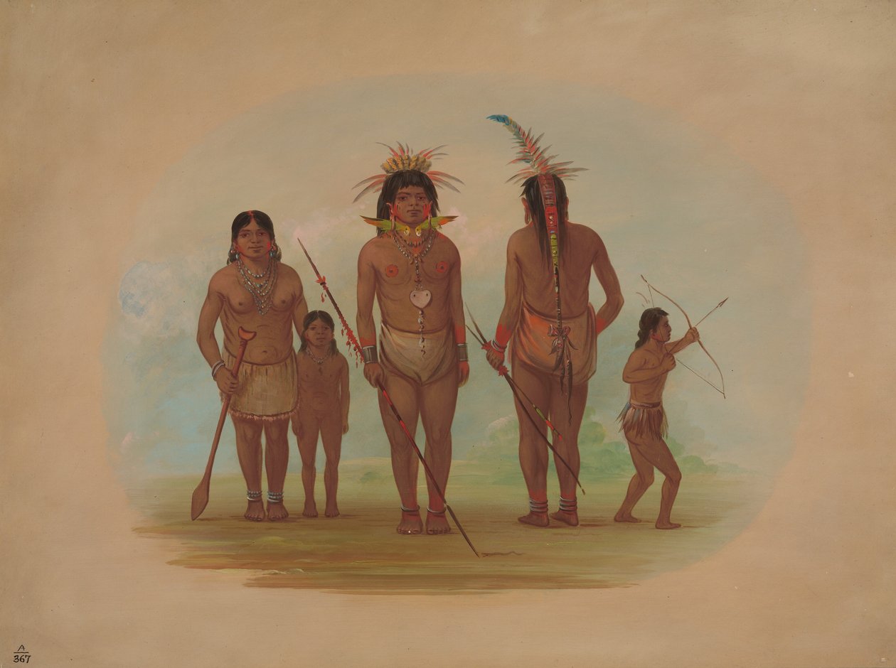 Beş Iquito Kızılderili, 18541869. by George Catlin