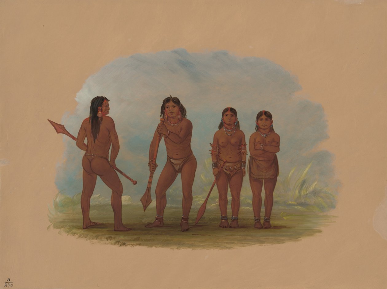 Dört Angustura Kızılderilisi, 18541869. by George Catlin