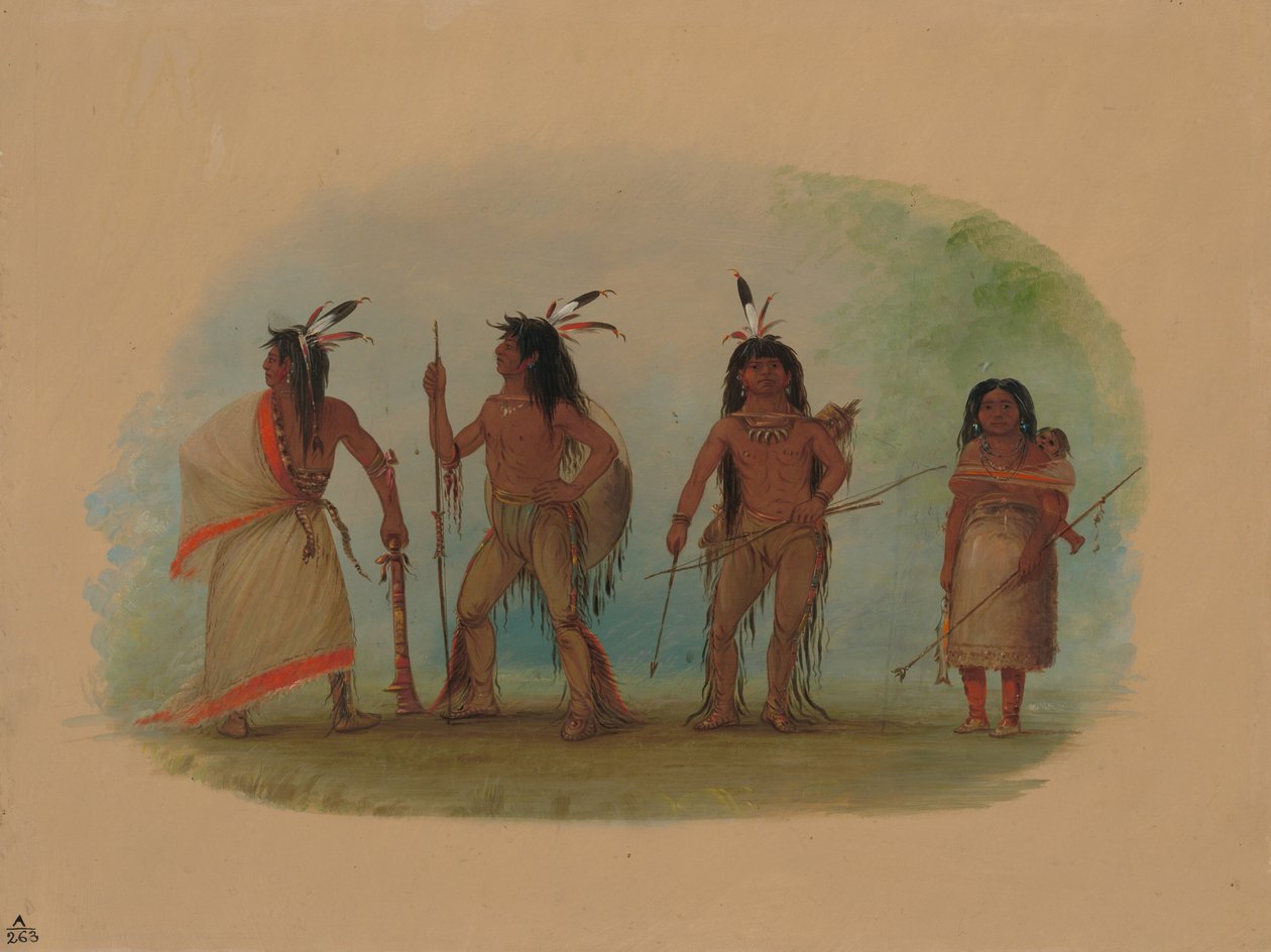 Dört Apaçi Kızılderilisi, 18551869. by George Catlin