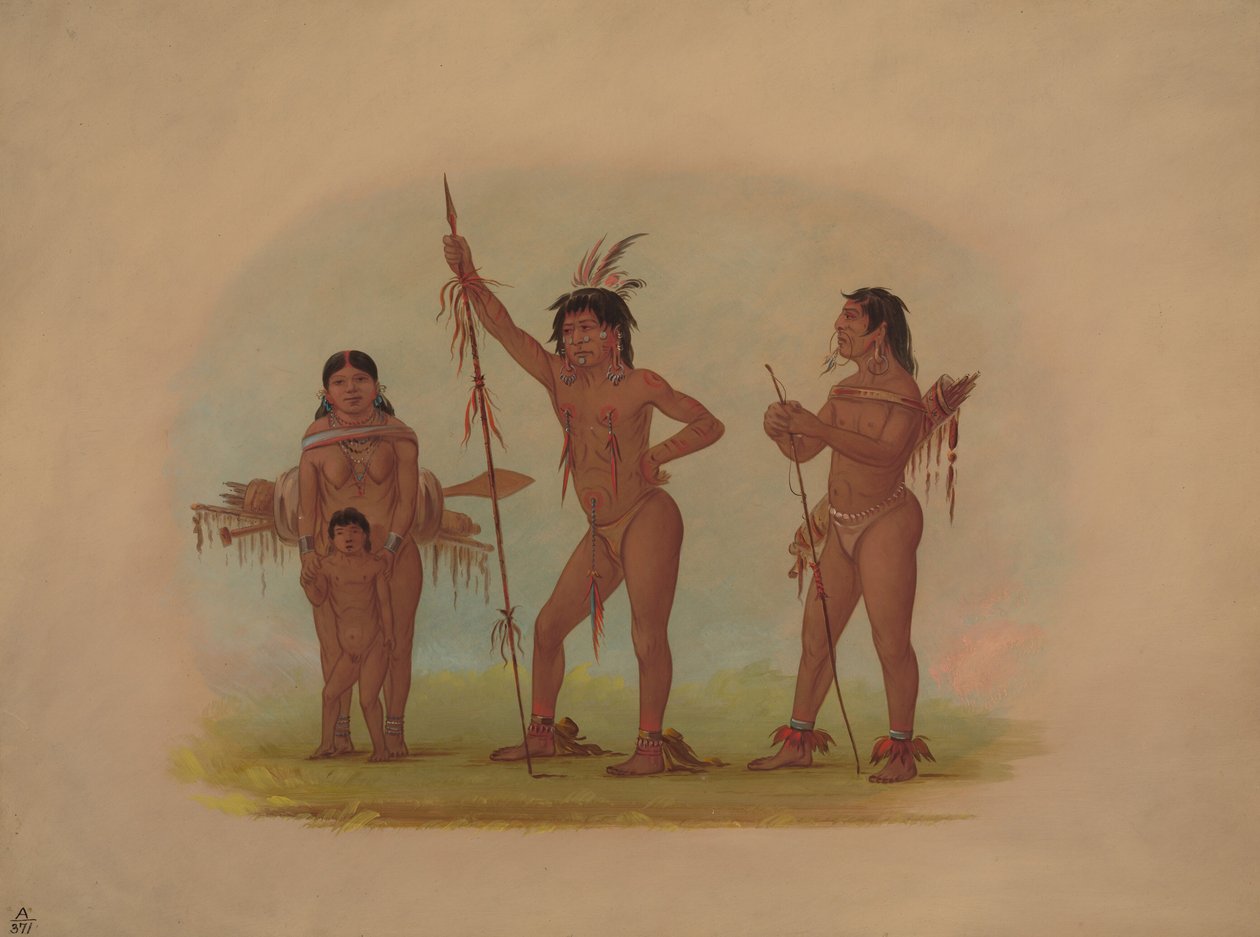 Dört Mura Kızılderili, 18541869. by George Catlin