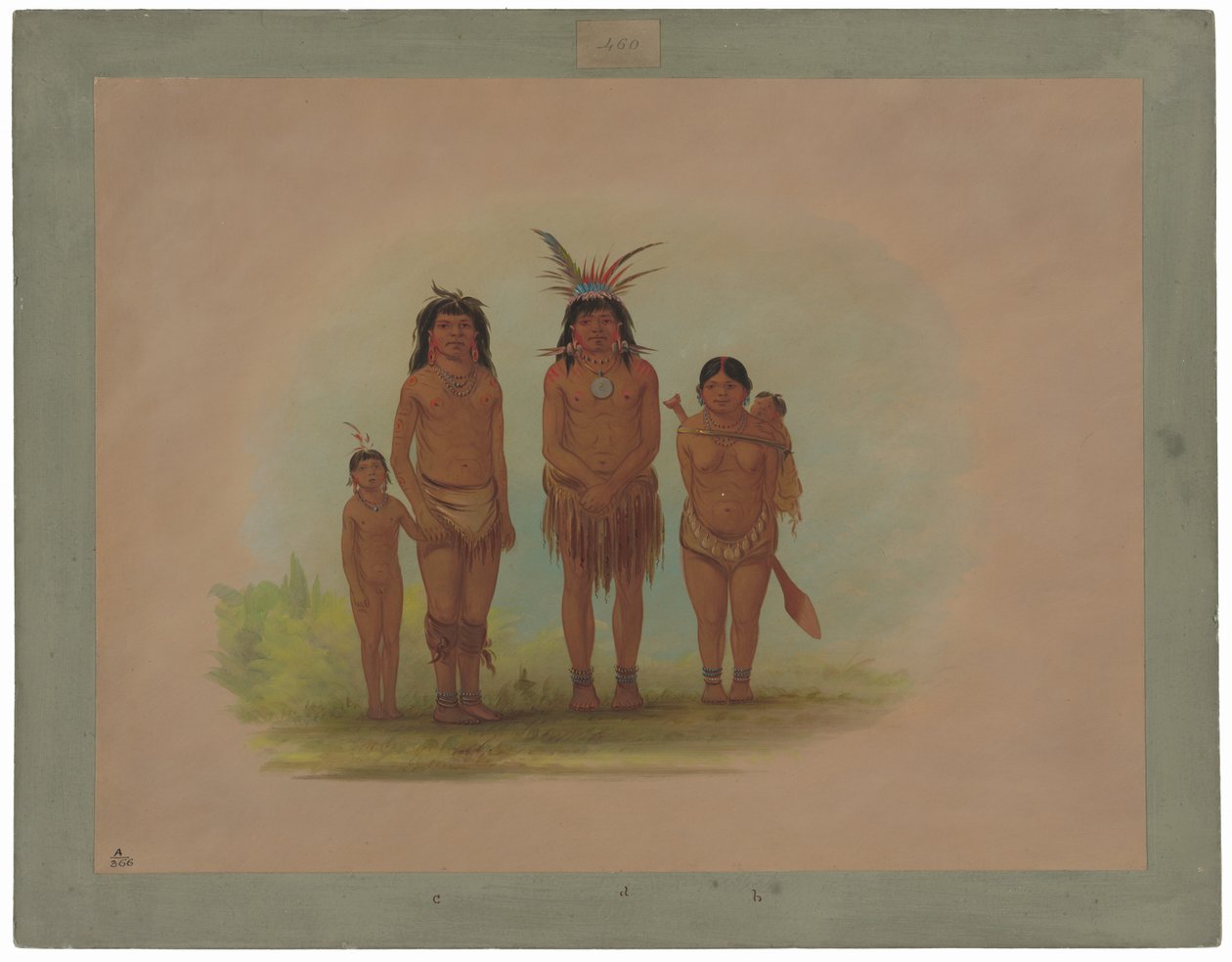 Dört Sepibo Kızılderili by George Catlin