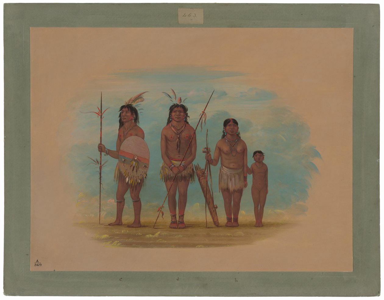 Dört Xingu Kızılderili by George Catlin