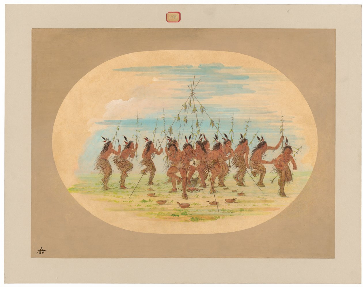 Yeşil Mısır Dansı - Minatarrees by George Catlin