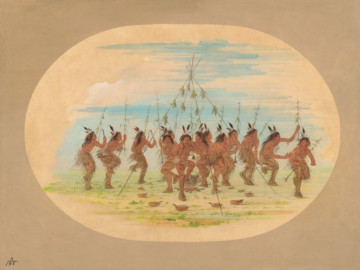 Yeşil Mısır Dansı - Minatarrees, 1861. by George Catlin