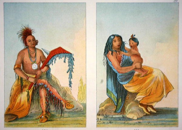 Baş Şef Clermont ve eşi ve çocuğu by George Catlin