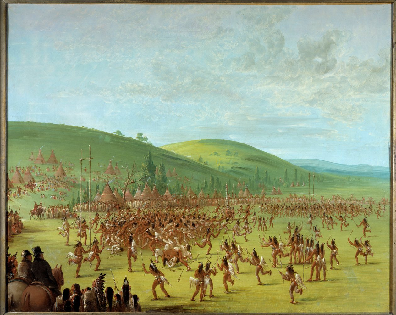 Amerika Kızılderilileri: “Kızılderililer arasında top oyunları”” George Catlin (1794-1872) 1835 Blerancourt, Musee Franco American - Yerli Amerikalılar Top Oyunu. George Catlin