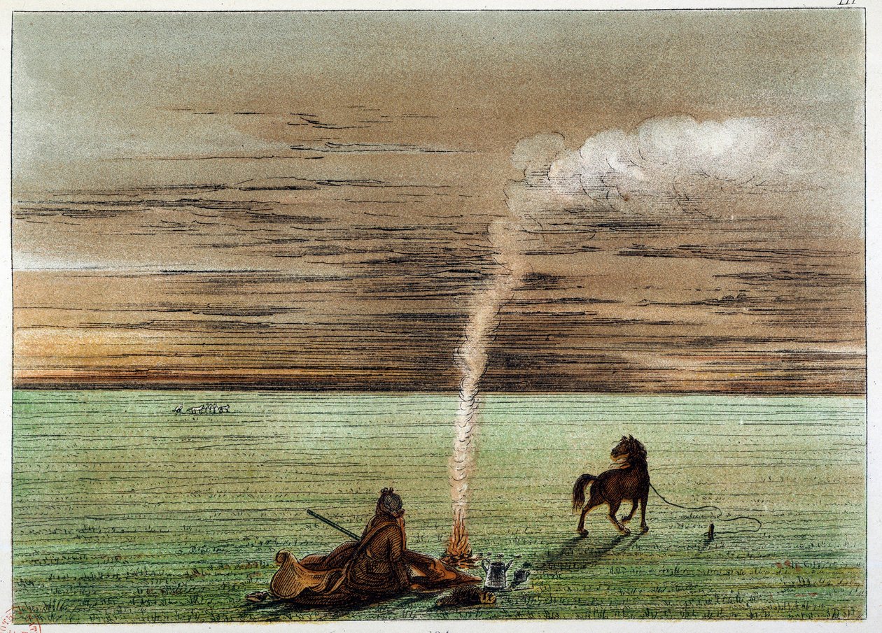 Amerika Kızılderilileri: atı Charley ile kendi kendine boyanmış catlin. George Catlin