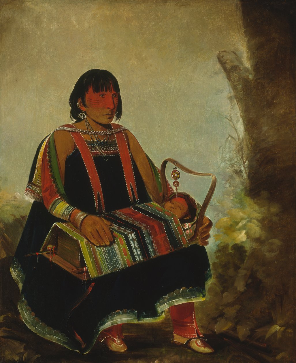 Jú-ah-kís-gaw, Çocuğuyla Beşikteki Kadın, 1835. by George Catlin