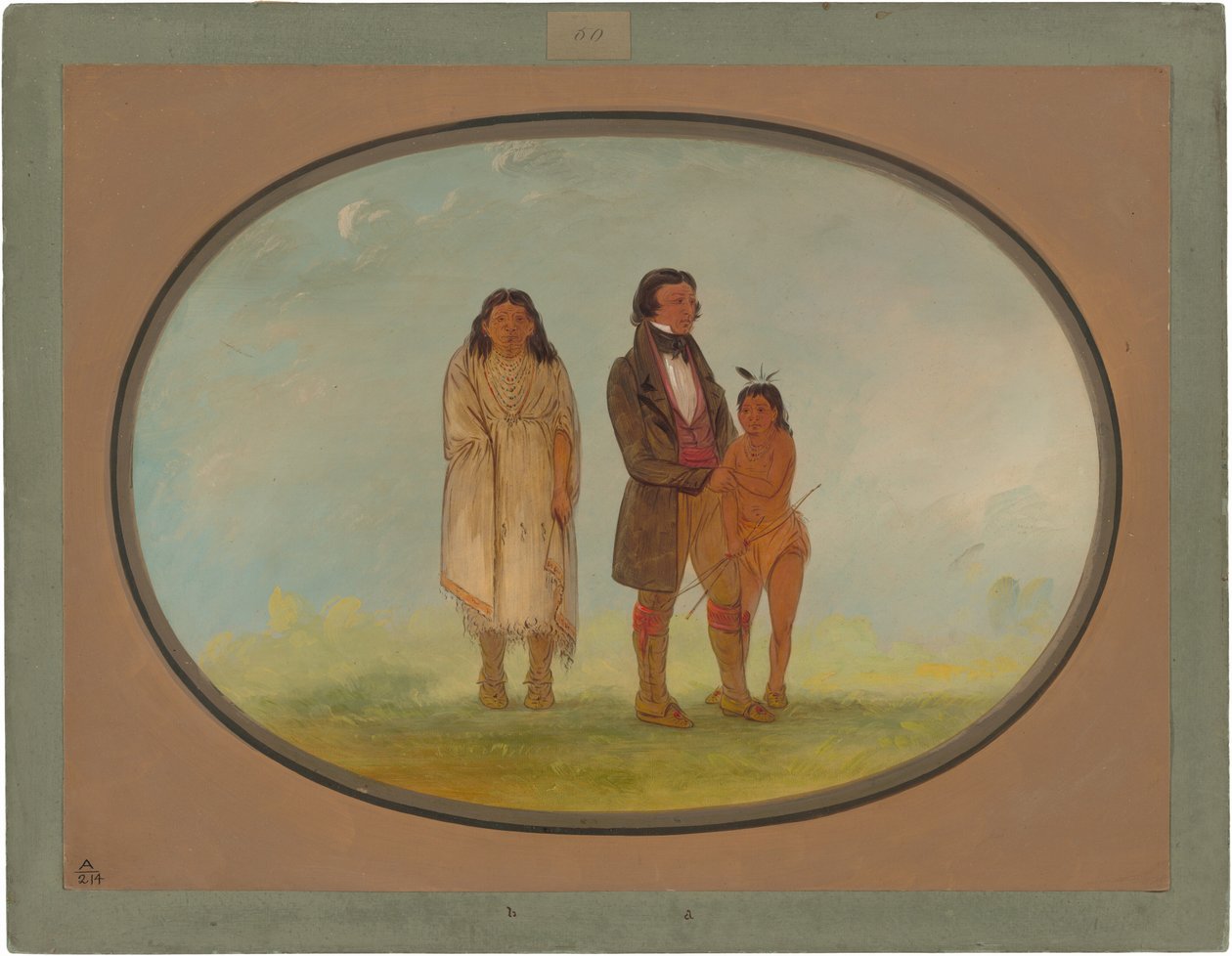 Kaskaskia Şefi, Annesi ve Oğlu by George Catlin