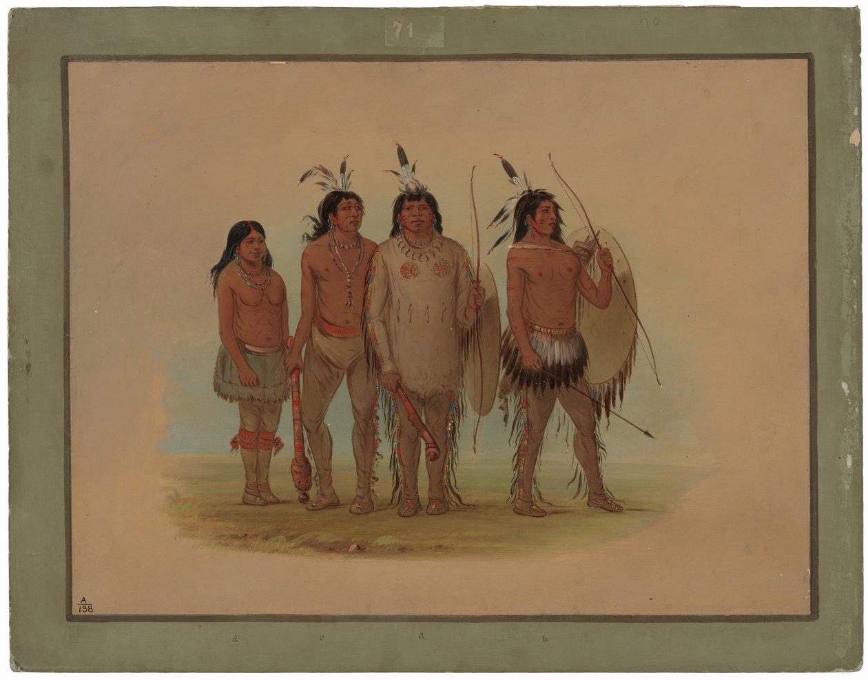 Kiowa Şefi, Karısı ve İki Savaşçı by George Catlin