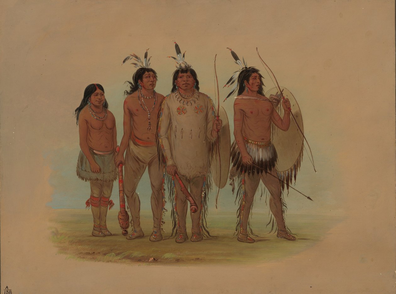 Kiowa Şefi, Karısı ve İki Savaşçı, 18611869. by George Catlin