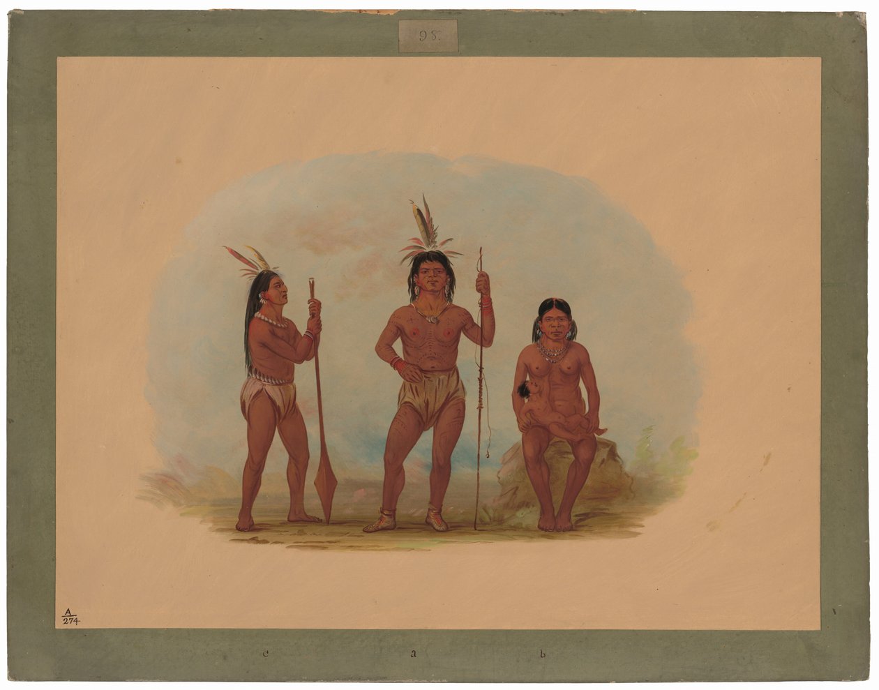 Klahoquaht Şefi, Karısı ve Oğlu by George Catlin