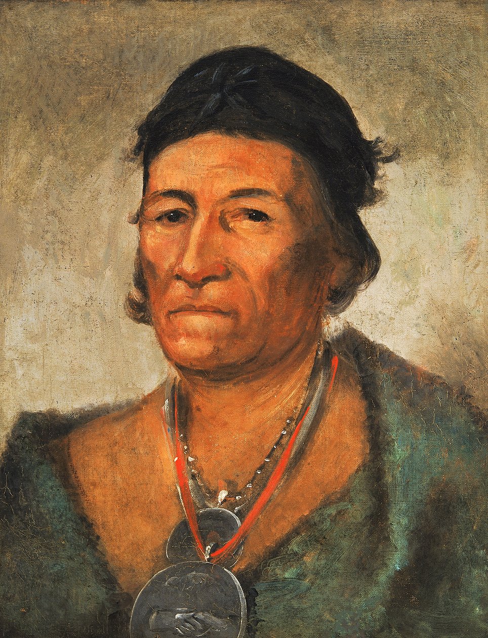 Ko-mán-i-kin, Büyük Dalga, Eski ve Seçkin Bir Şef, 1831. by George Catlin