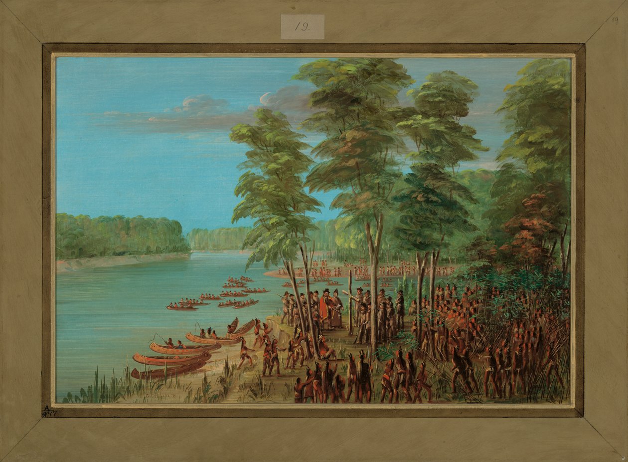 La Salle, Arkansas'ın Ağzındaki Arazinin Mülkiyetini Alırken, 10 Mart 1682, 1847-48 by George Catlin